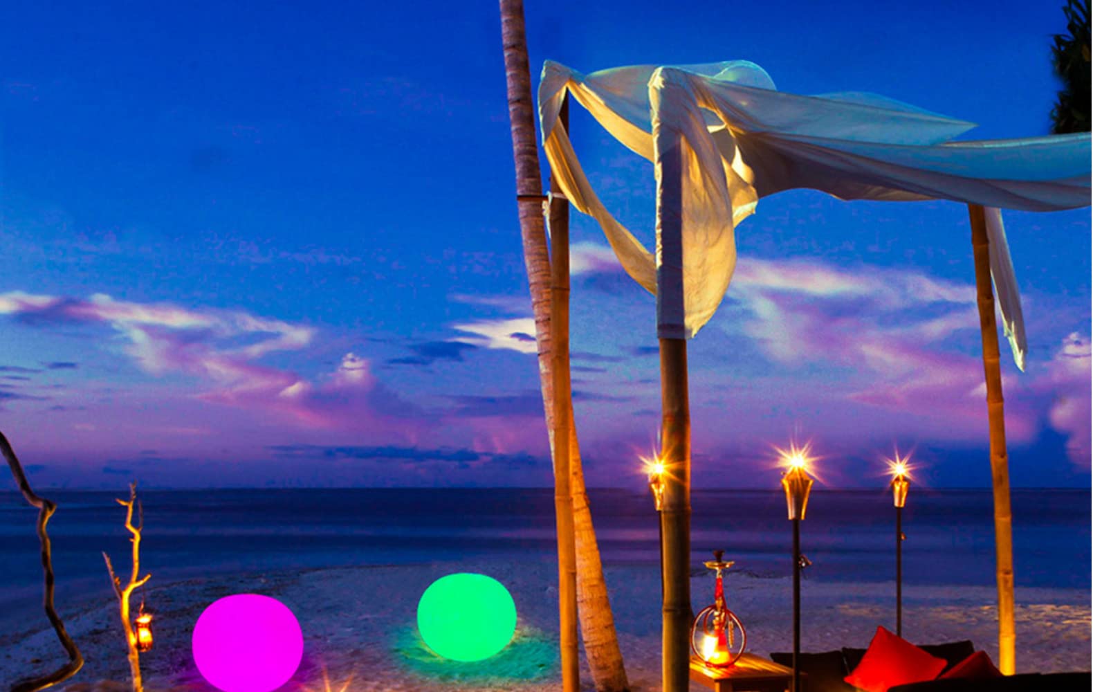Ballon de plage à DEL avec télécommande, 40 cm – Balles de jeux de plage lumineuses avec 16 couleurs de lumières, pour piscine, fête de plage (B