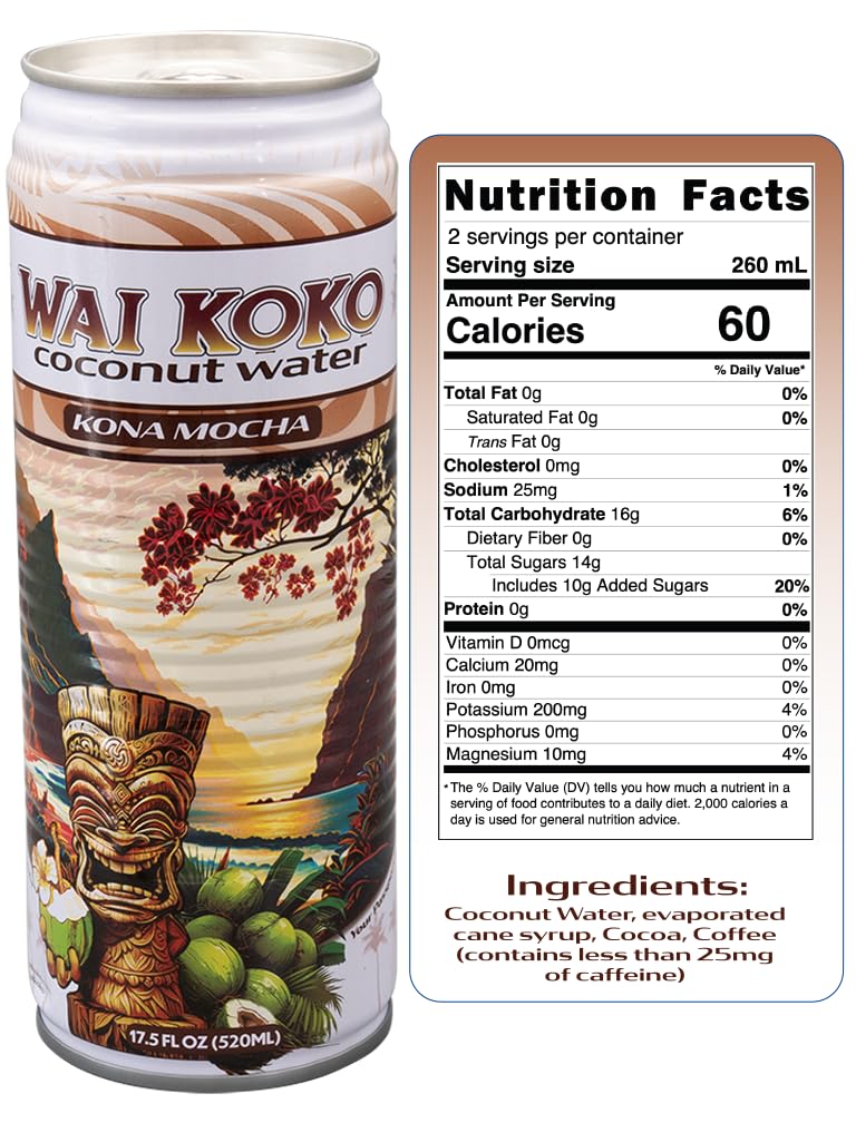 Amazon.com: Wai Koko Coconut Water - KONA MOCHA, 17.5 fl oz (12pk