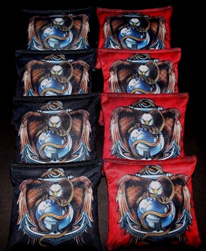 BackYardGamesUSA Eagle Anchor Globe Marines Set of 8 Regulation Cornhole Bean Bags Black & Red B196