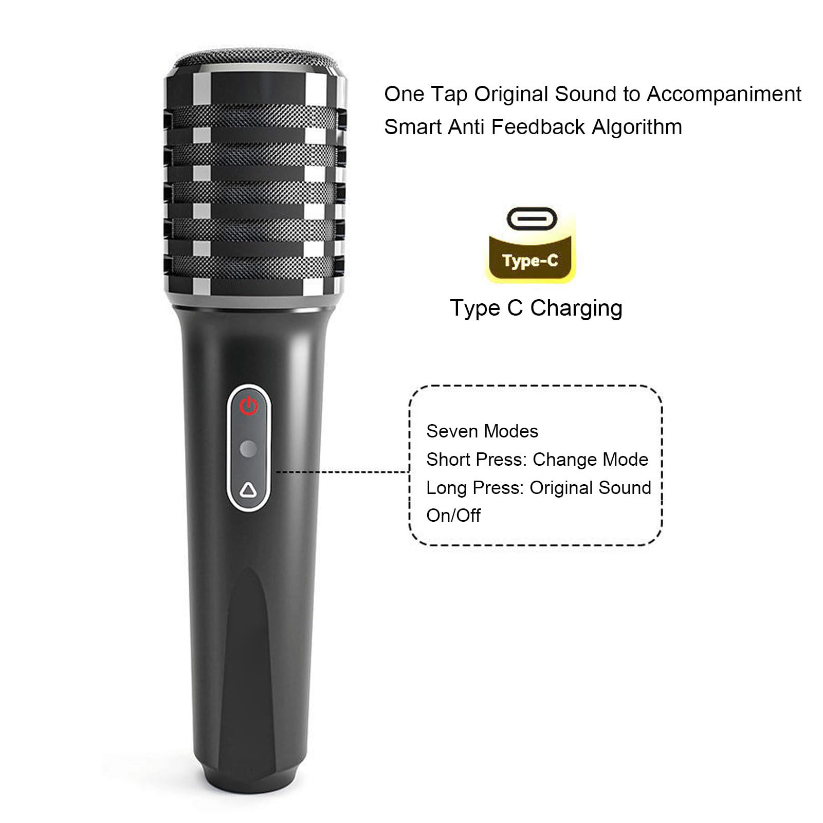 Annadue Máquina de Karaoke Portátil, Altavoz Inalámbrico Bluetooth con Micrófonos Duales, Cambiador de Voz, Efecto de Reverberación, de Karaoke Portátil para Fiestas en Casa Al Aire Libre