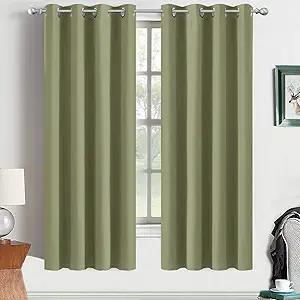 Yakamok Blackout Curtains Room Darkening Thermal Insulated with Grommet Window Curtain for Bedroom, 52 x 63 inch,Sage Green, 2 Panels