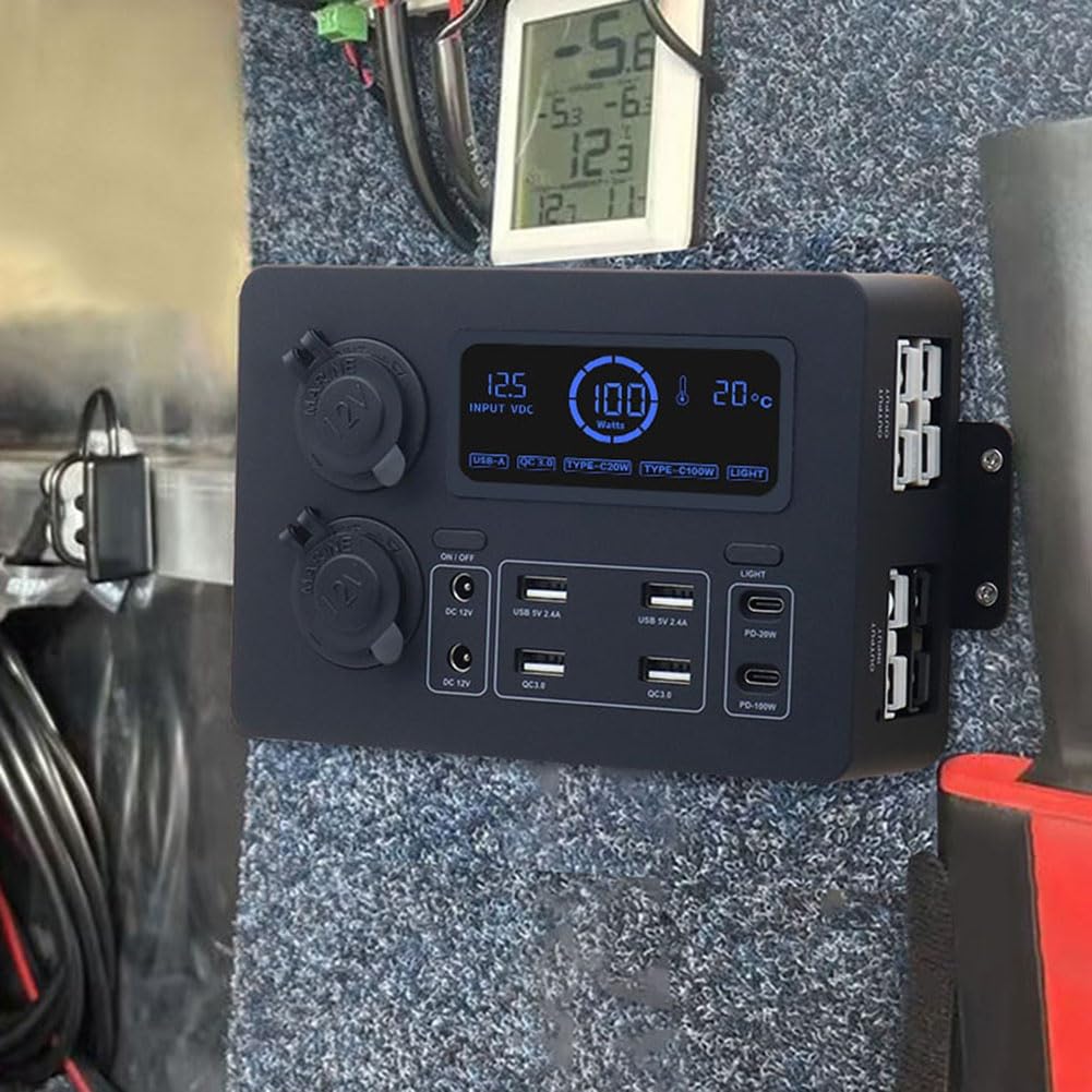 Centro de Control Portátil con Adaptador de Luces LED Mini Power Box con Luces LED 100W para Vehículos Recreativos, Barcos Display Power Box 12V A