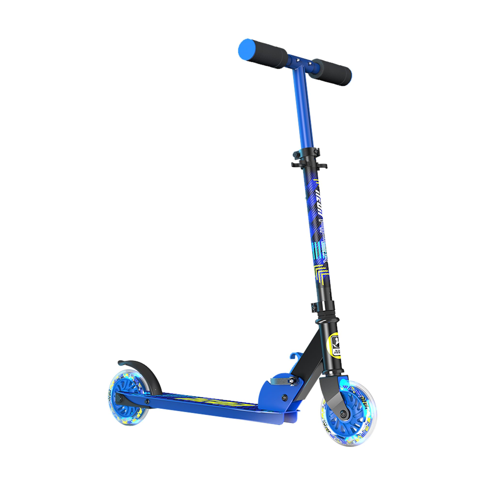 Yvolution Neon Apex - Patinete de 2 ruedas para niños, ruedas de 100 mm, manillar ajustable, color azul