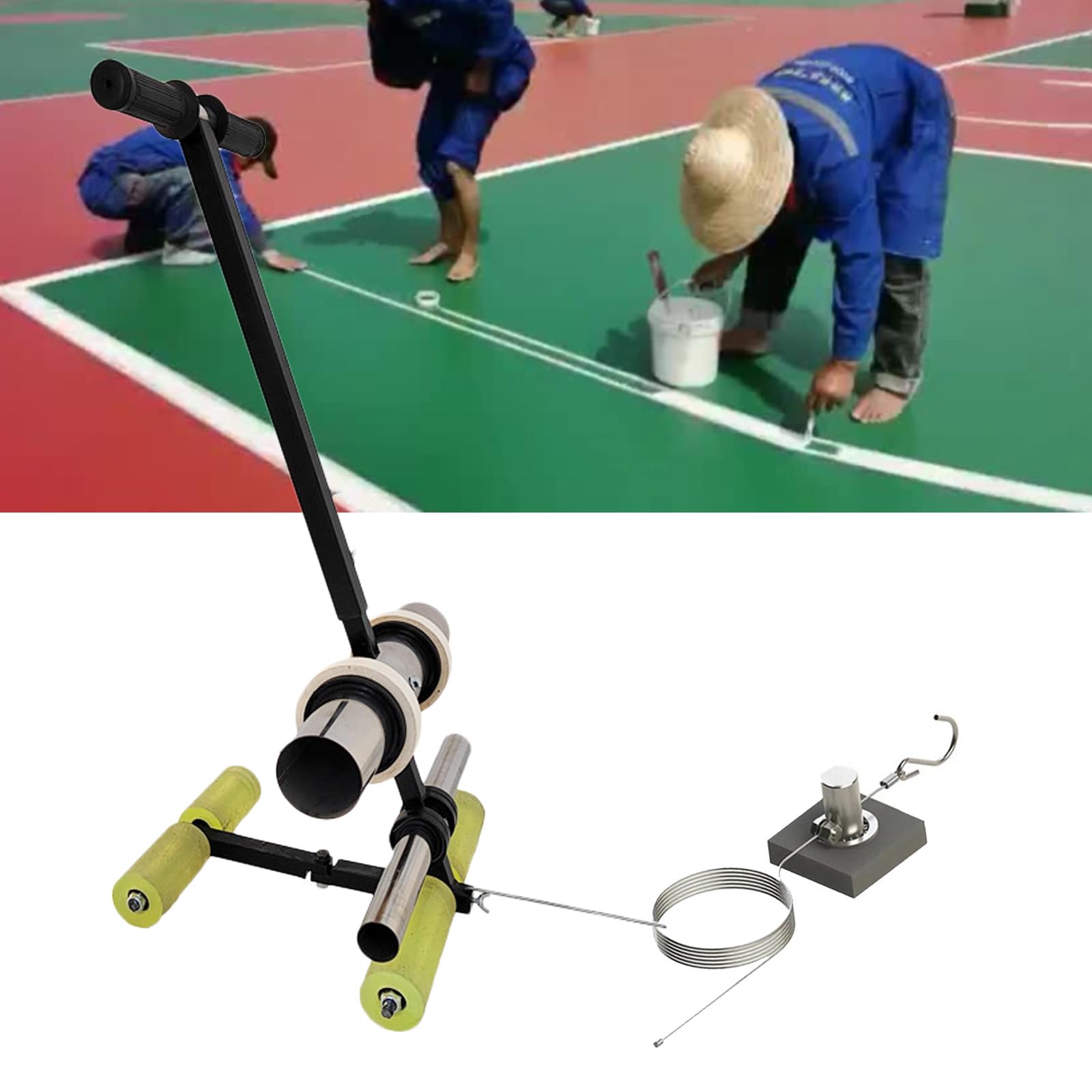 asdchZen Sports Counrt Floor Tape Applicator Hand Walk-Behind Tape Dispenser Floor Marking Tool W/Drawing Circle Kit,Wall Floor Painting Sealing Tape Tool