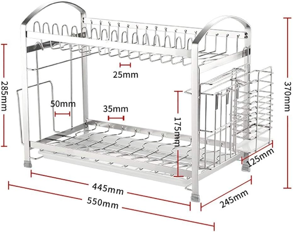 Kitchen Storage Shelf 304 Stainless Steel Double Layer Kitchen Cutlery Rack Drying Tableware Drain Storage Rack Dish Rack Tool Holder Kitchen Shelves