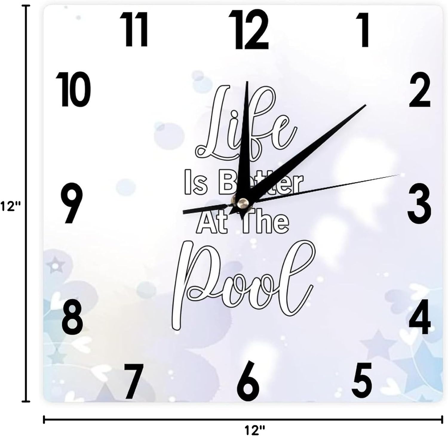 Modern Quote Retro Wood Clock 12",Life is Better at The Pool Silent Non-Ticking Battery Operated Wood Clock for Wall Art for Friends Family