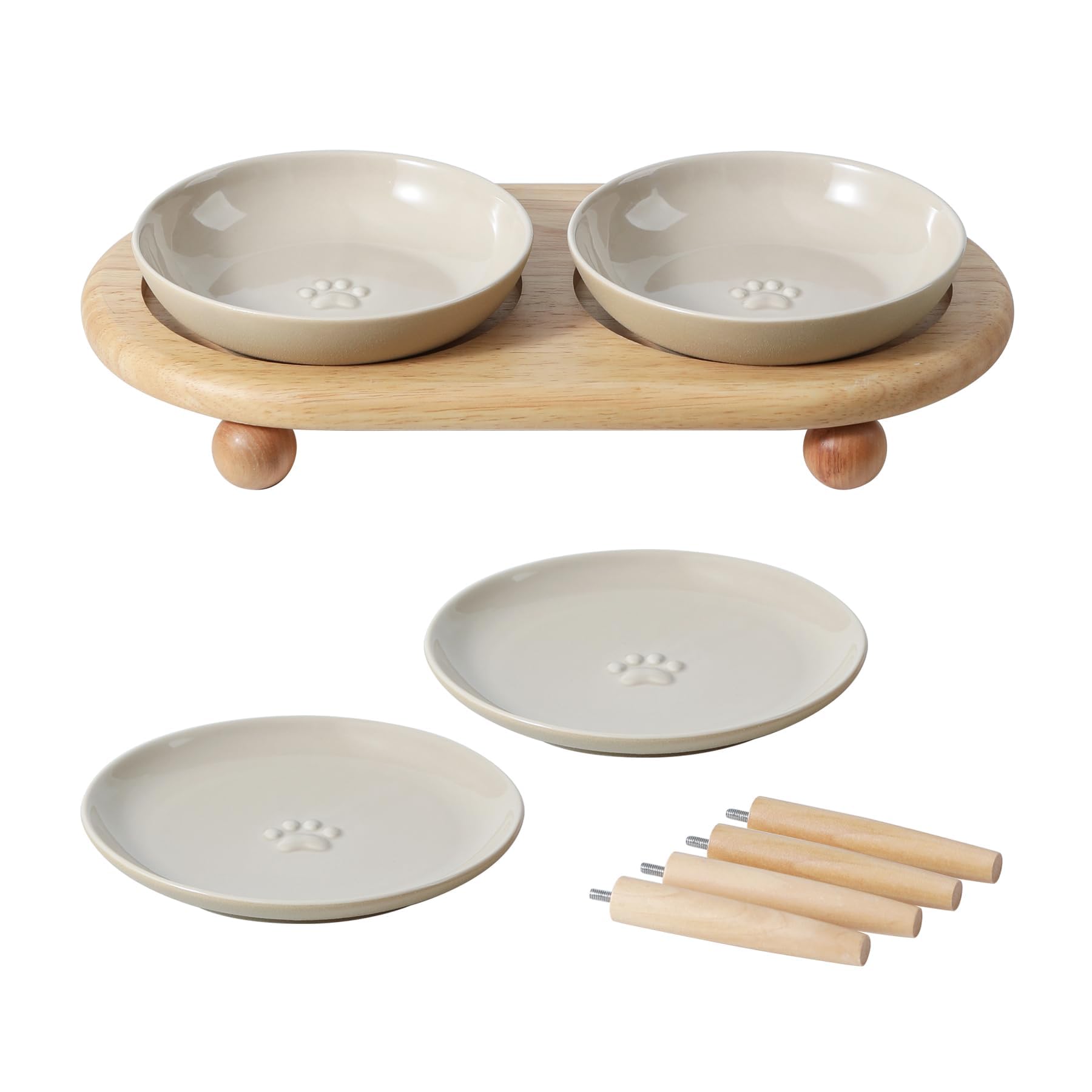 Photo 1 of Havniva Elevated Cat Bowls, Ceramic Cat Food Bowl Whisker Friendly Cat Dishes, Kitten Food & Water Bowl with Two Heights Stand, Anti-Slip Raised Cat Food Plates