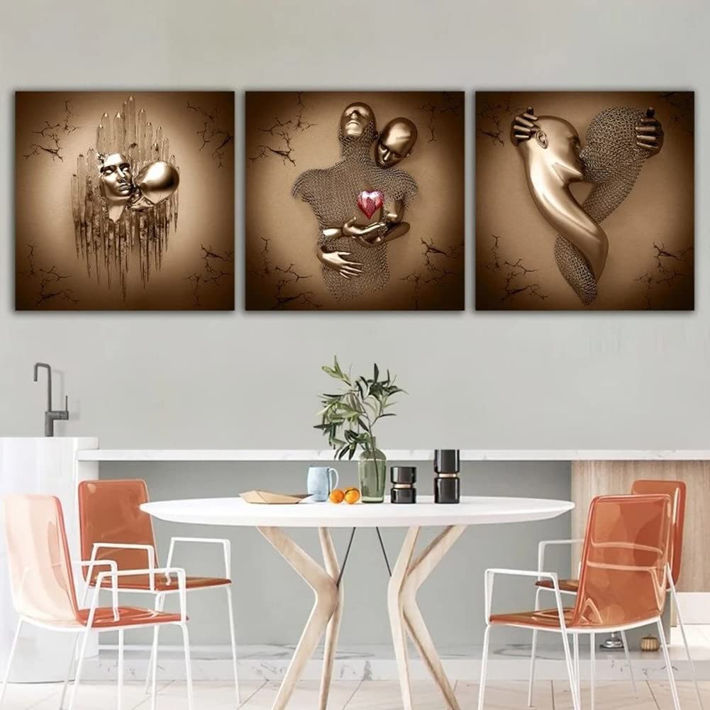Cuadro Decorativo Corazón 3D De Metal - Arte Abstracto Para Pared, 40x40 Cm, Ideal Para Salón O Dormitorio