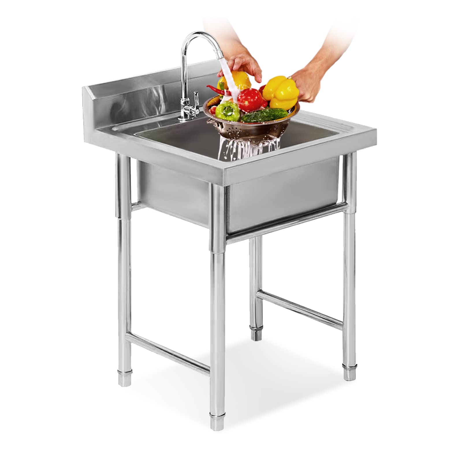 ZTCHSENZT Sink,Kitchen Utility Sink,Commercial Grade Laundry Tub Bar Sink for Outdoor Indoor, Garage, Restaurant, Kitchen, Laundry/Utility Room