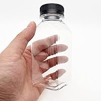 Vista 3 de 3 botellas de plástico de 8 onzas, recipientes reutilizables para bebidas a granel para jugo, leche y otras bebidas, tapa negra