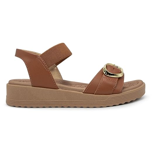 Sandália Usaflex Feminina Salto Anabela Fivela Couro Casual Blush Ud13002005 34