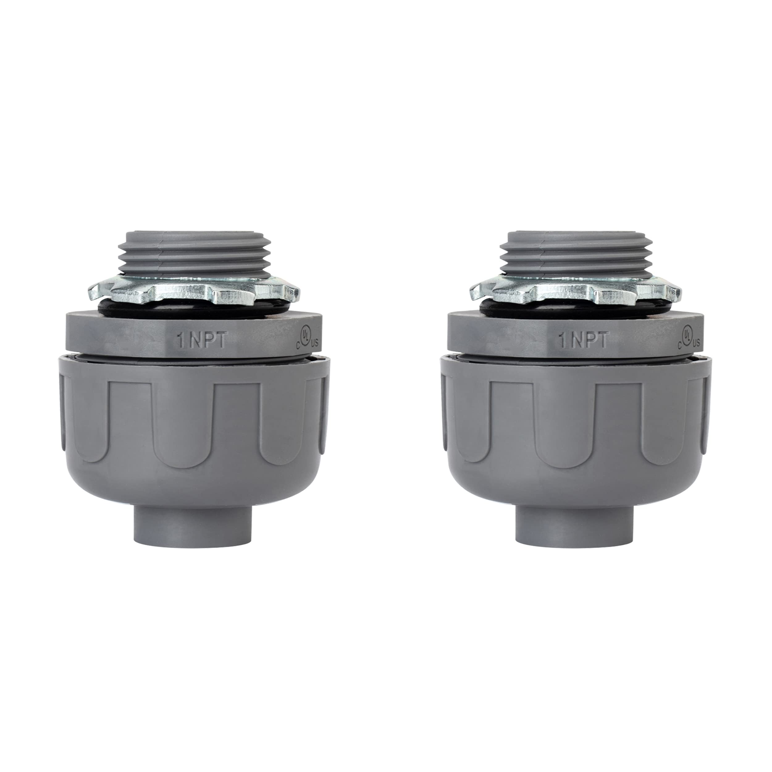 ISPINNER 2pcs NPT 1" Nonmetallic Liquid Tight Electrical Conduit Connector Fittings, UL Listed, 94V-1, Pack of 2