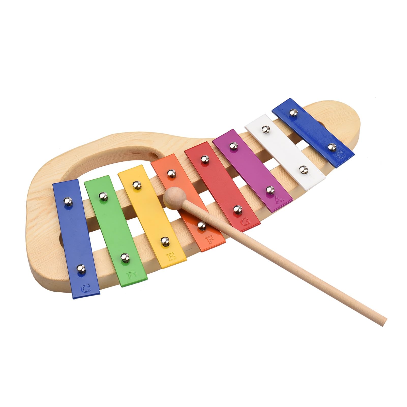 xilofono ​Legno Xilofono in Legno di Pino A 8 Note Glockenspiel Piastra in Alluminio Colorato da 3 Mm con Manico Martello in Legno Percussioni Squisite