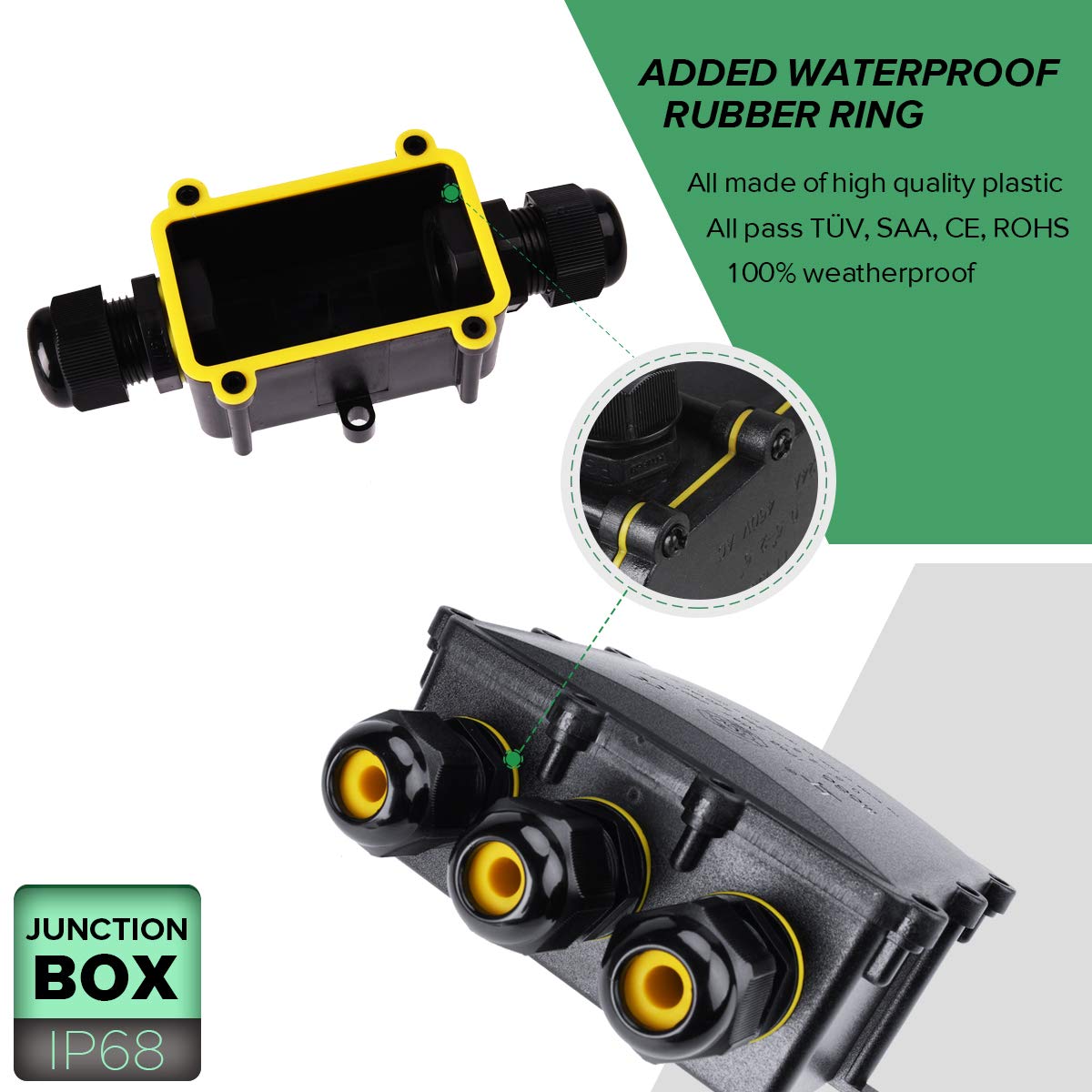 Boîte De Dérivation étanche - 2 Voies - IP68 - Boîte De Jonction En Plastique Avec Bornier, Tournevis Et Accessoires - Pour éclairage Extérieur Et éclairage Paysager