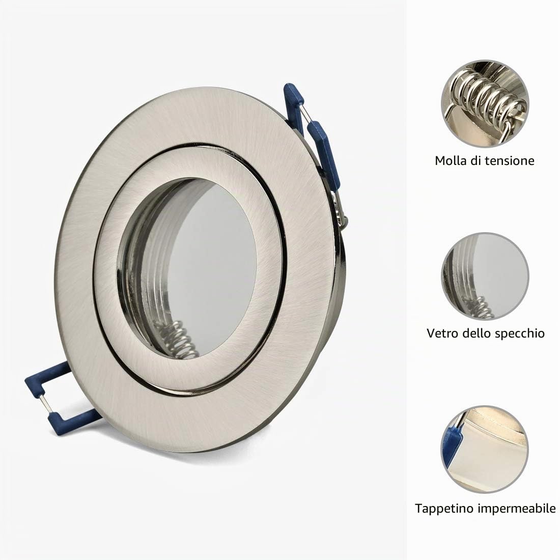 KYOTECH Cornice Faretto Incasso GU10 Impermeabile IP44 per Bagno, Per Alogeno e MR16, Faretti LED da Incasso per Cartongesso, Set da 6