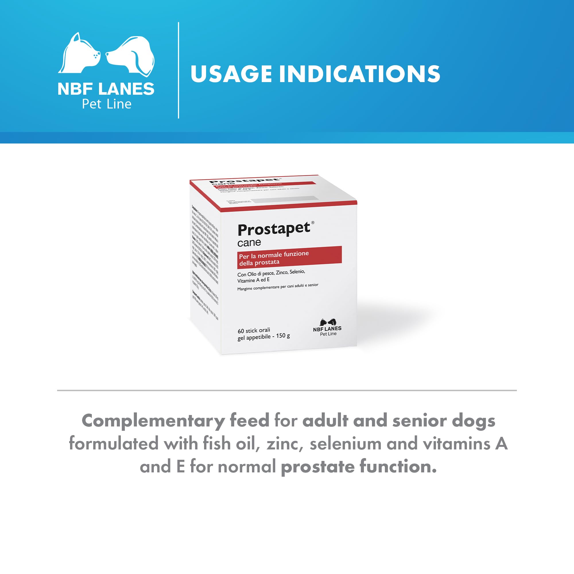 NBF Lanes | Prostapet Chien, Gel Appétissant 60 sachets de 2,5 g, pour la Fonction Normale de la Prostate.