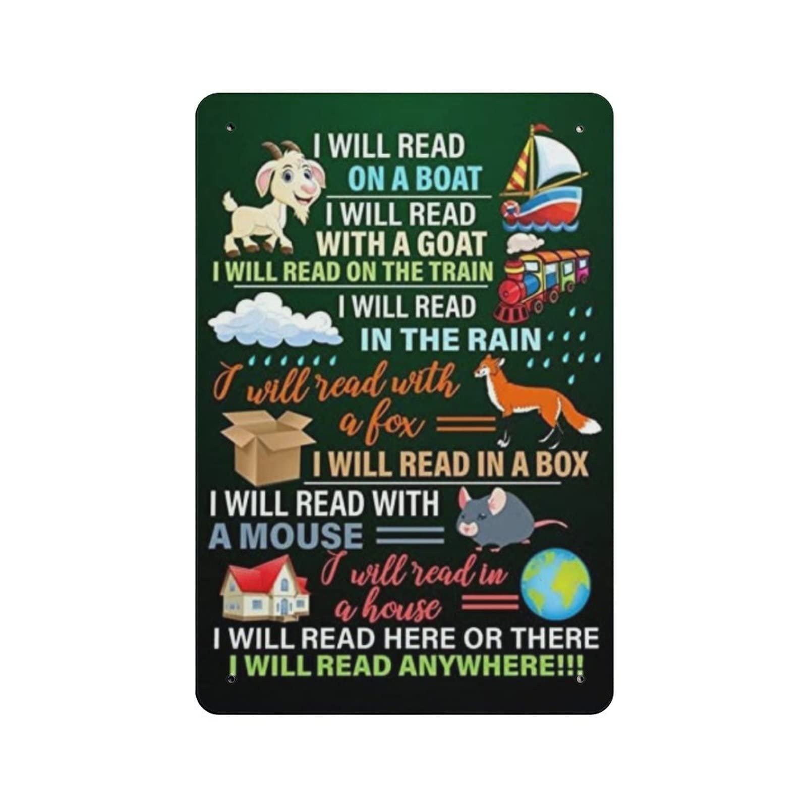 DJNGN I Will Read on A Boat Metal Sign Vintage Style Tin Sign Home Wall Posters Bar Cafe Kitchen Garage Garden Farm Room Man Cave Decor Novelty Family Birthday Gifts