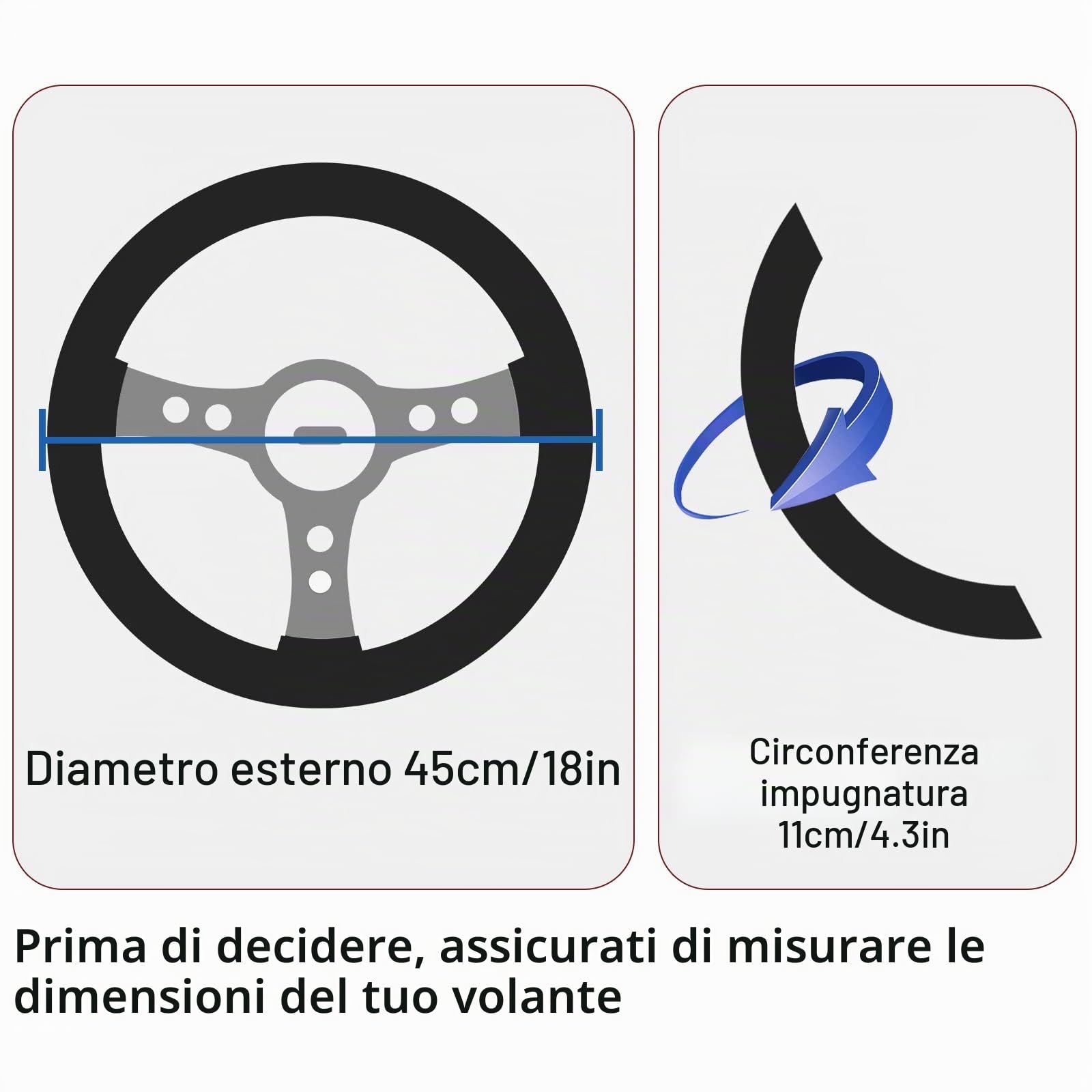 ZATOOTO Coprivolante in Pelle, 44-46cm Volante in pizzo Coprivolante Cucito a Mano per Camion, Traspirante e Antiscivolo, 18 in / 45 cm (Nero)