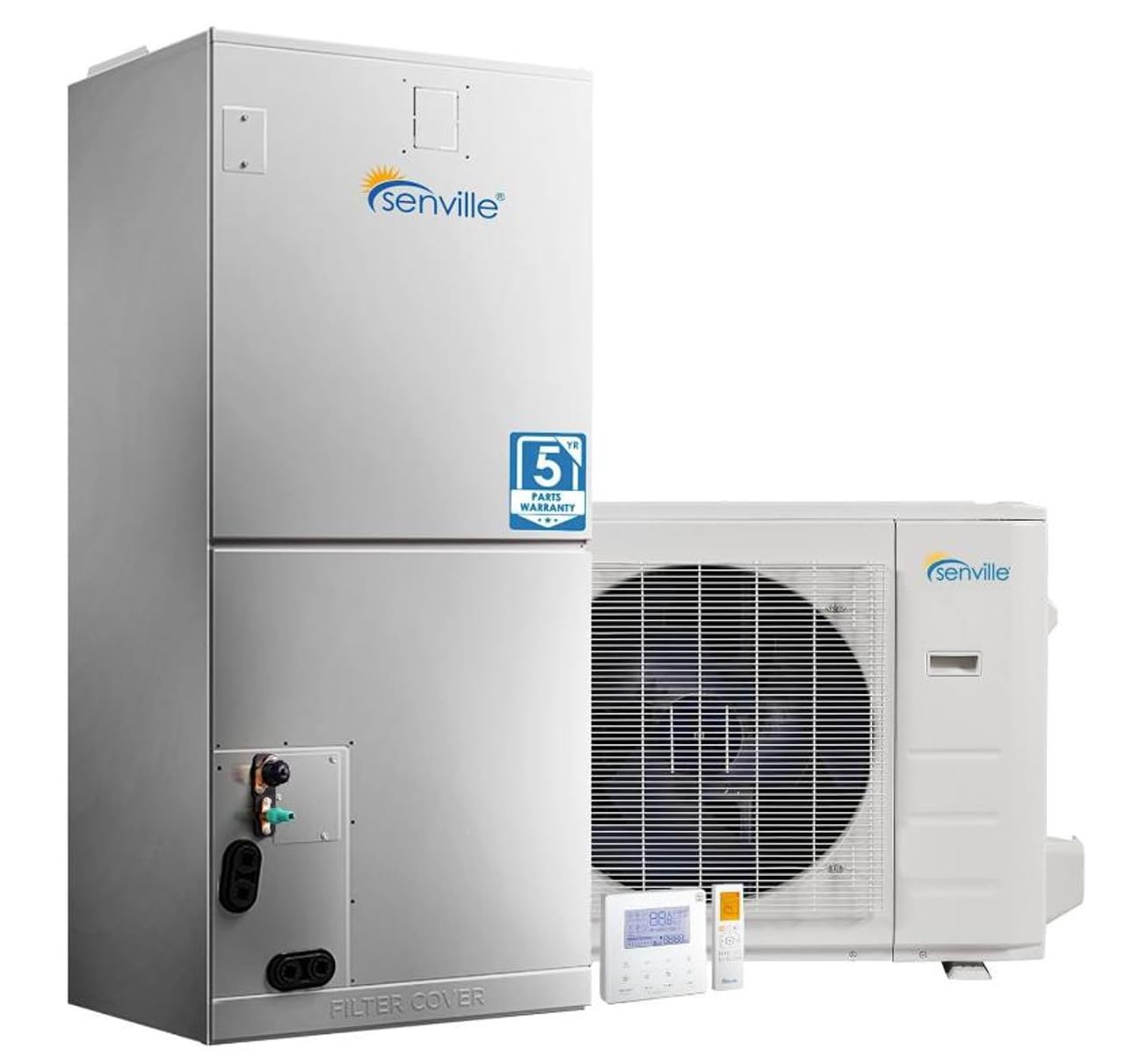 Senville 3 Ton Central Air Conditioner Heat Pump Split System, 36,000 BTU, Inverter, Variable Speed, 208/230V