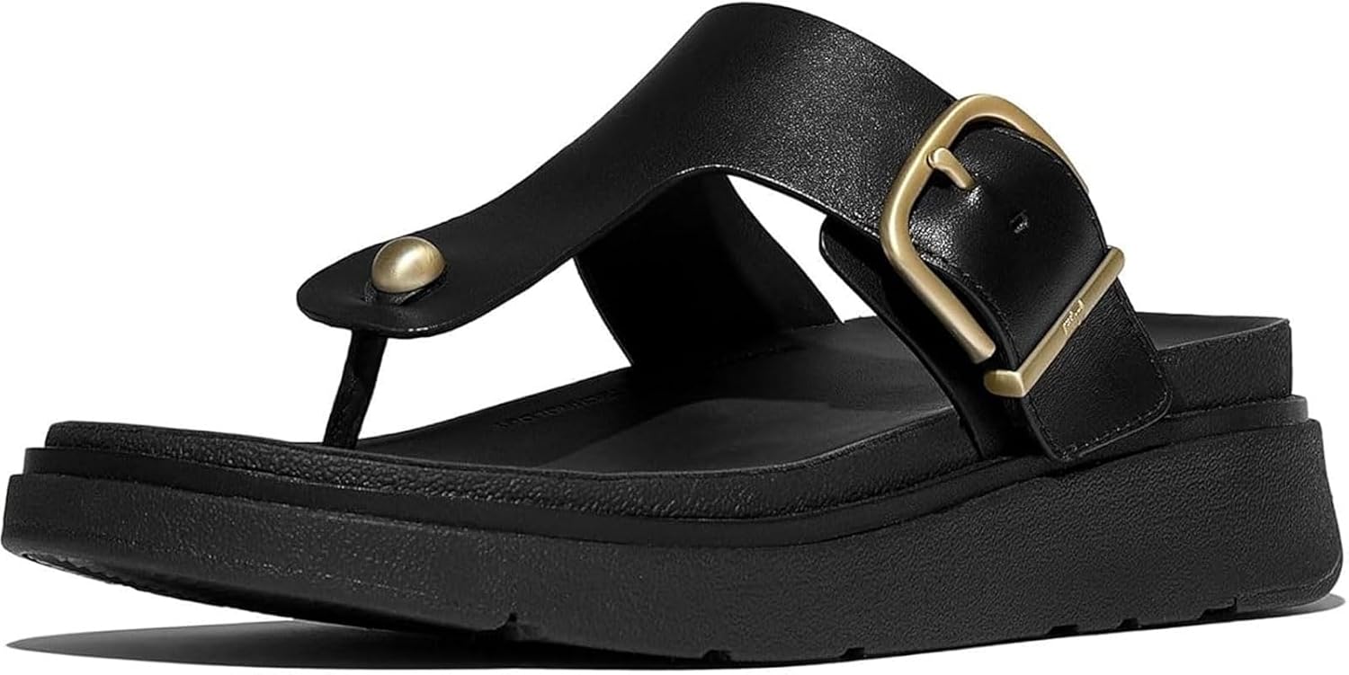 FitFlop Women's Gen-FF Buckle Leather Toe-Post Sandals | Durable Casual Ergonomic Platform Flip-Flops w/Cushioning Support