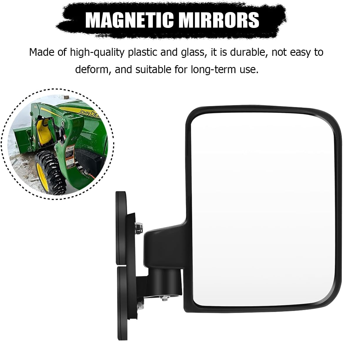 HZEL 2PCS Tractor Mirrors, Strong Magnetic Car Side Mirrors, Automotive Rearview Exterior Mirrors Accessories for Tractors Lift Trucks Small Dozers Golf Cart, Compatible with B BX