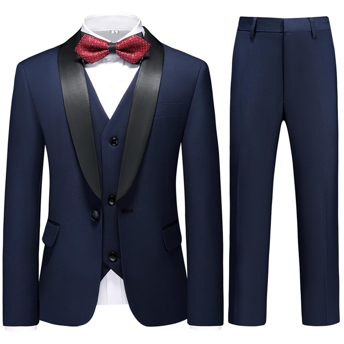 KUDORO Jungen Anzug 3 Teilig Klassisch Slim Fit Blazer Weste Hose