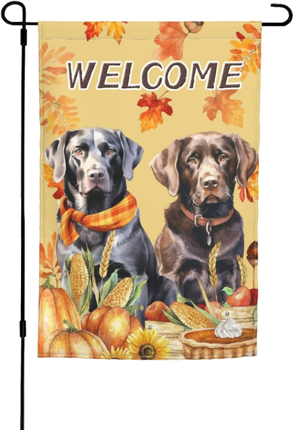 Autumn Fall Pumpkin Leaves Labrador Dog Garden Flag Welcome Party Outdoor Outside Decorations Picks Home House Garden Yard Decor 12x18 Inch
