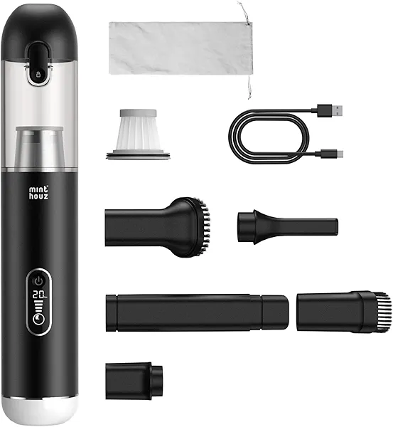 Car Vacuum Portable Cordless - 20000PA High Power Handheld Vacuum with LED Display, 2.5H Fast Charging Up to 45 Mins of Runtime, Hand Vac Cordless Rechargeable for Car Home Corner Cabinet