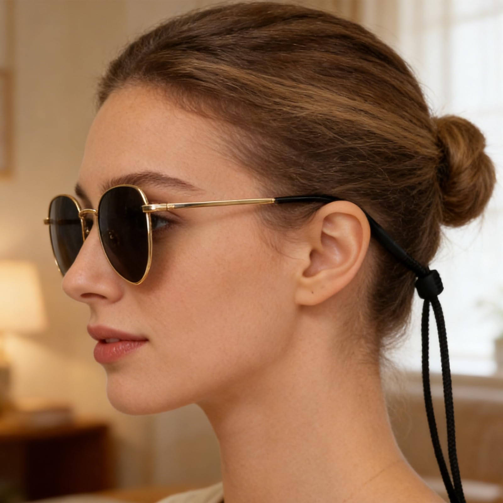 3 correas ajustables para gafas, cadena antideslizante para gafas, correas para gafas, con hebilla antideslizante de silicona, cadena de fijación de gafas de nailon, para salir, deportes, leer (negro) — view 7