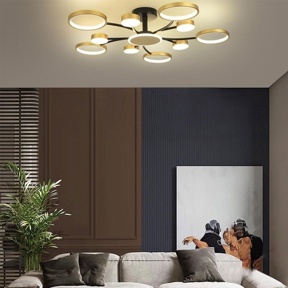 Genérico Luces de techo de muchas cabezas Lámpara de techo LED de lujo Acrílico dorado Lámparas cercanas al techo Compatible con cafetería Comedor, Luz interior