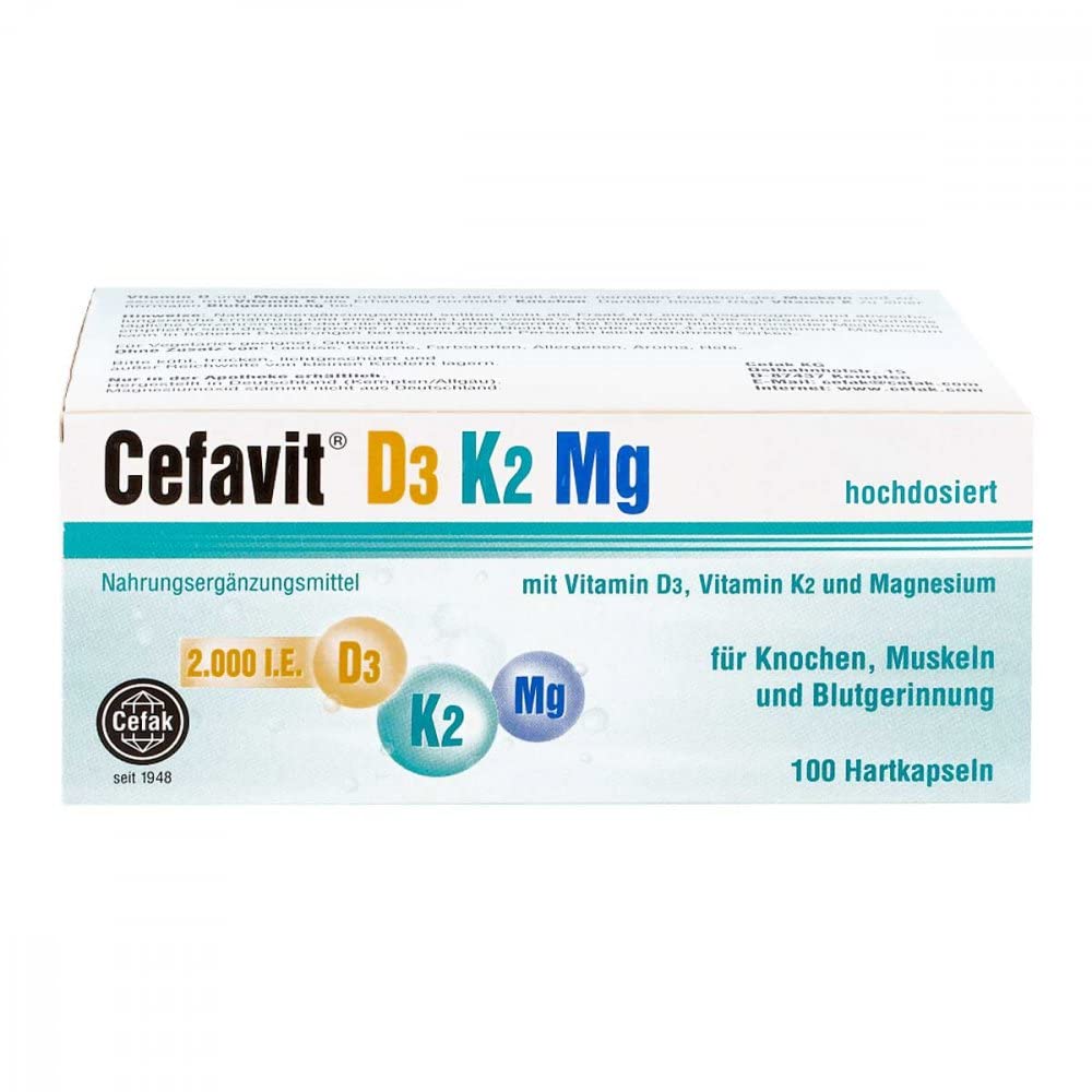 Cefavit D3 K2 Mg 2.000 I.E. 100 Hartkapseln, Glutenfrei