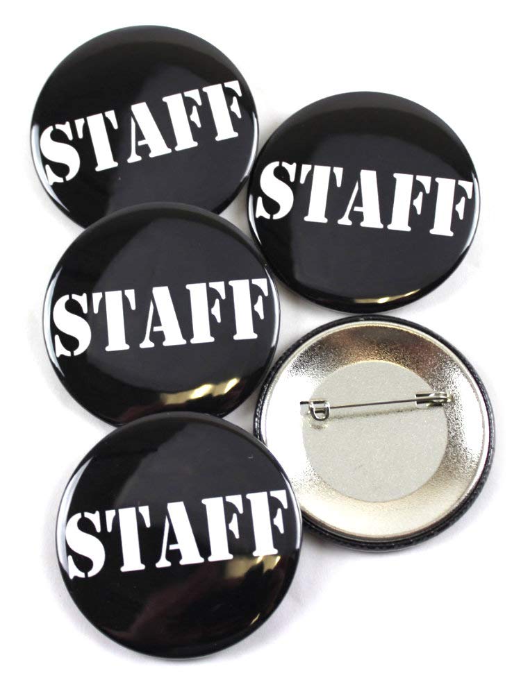 Event STAFF Personnel ID Badge Pinback Buttons - 2.25 Inch Round - 5 Pack, 2.25 Inch, Metal Plastic Paper, no gemstone