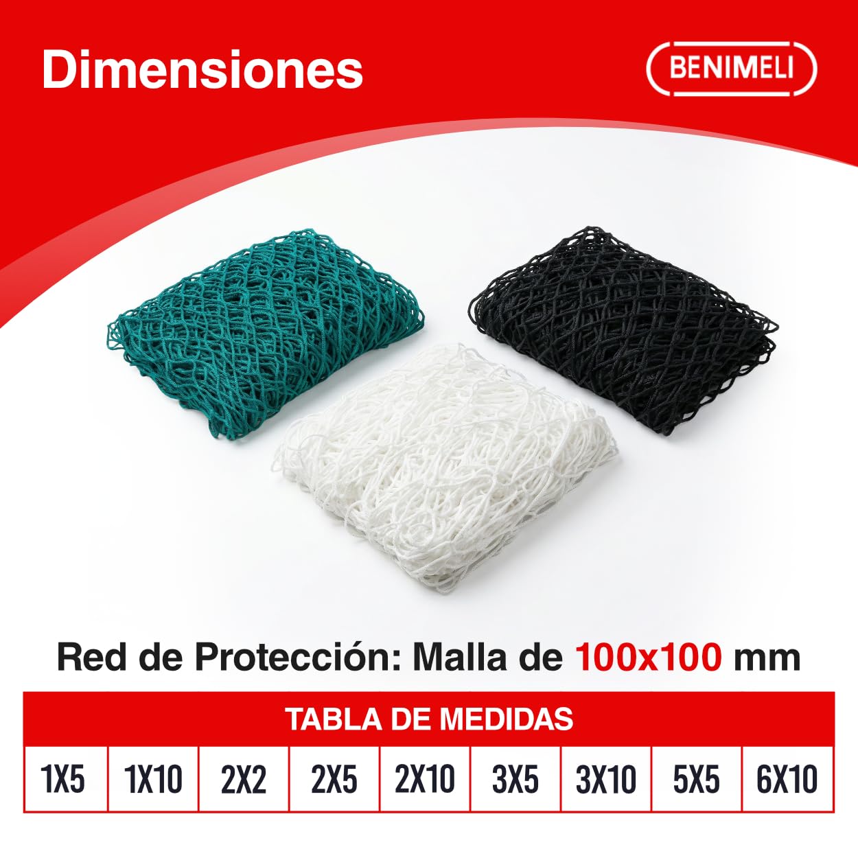 Red Deportiva de Malla Polipropileno 100x100 Alta Resistencia para Pistas Deportivas