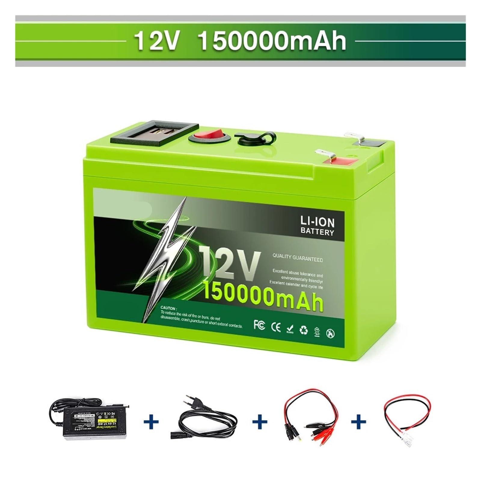 Grande for Esterni A Ciclo Profondo Da 12 V, Accumulo Di Energia Da 150 Ah | Di gestione del circuito integrata, adatta all'alimentazione off-grid e a molteplici apparecchiature(150Ah plus charger)