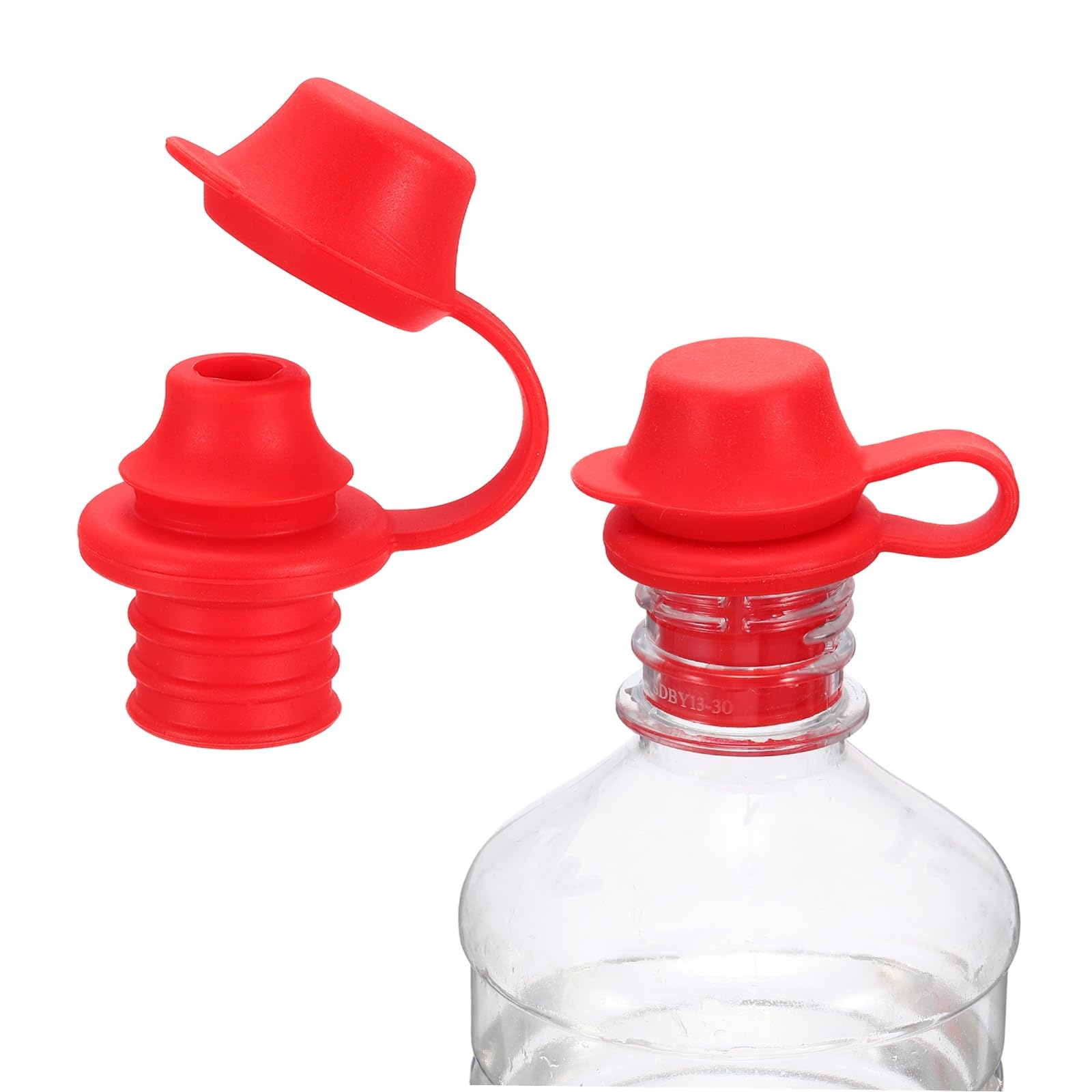 sourcing map 2Pcs Silicone Wine Stoppers, Reusable Spill Proof Water Bottle Stoppers with Protective Cap for Wine Beer Champagne Bottles Home Kitchen Bars, Red