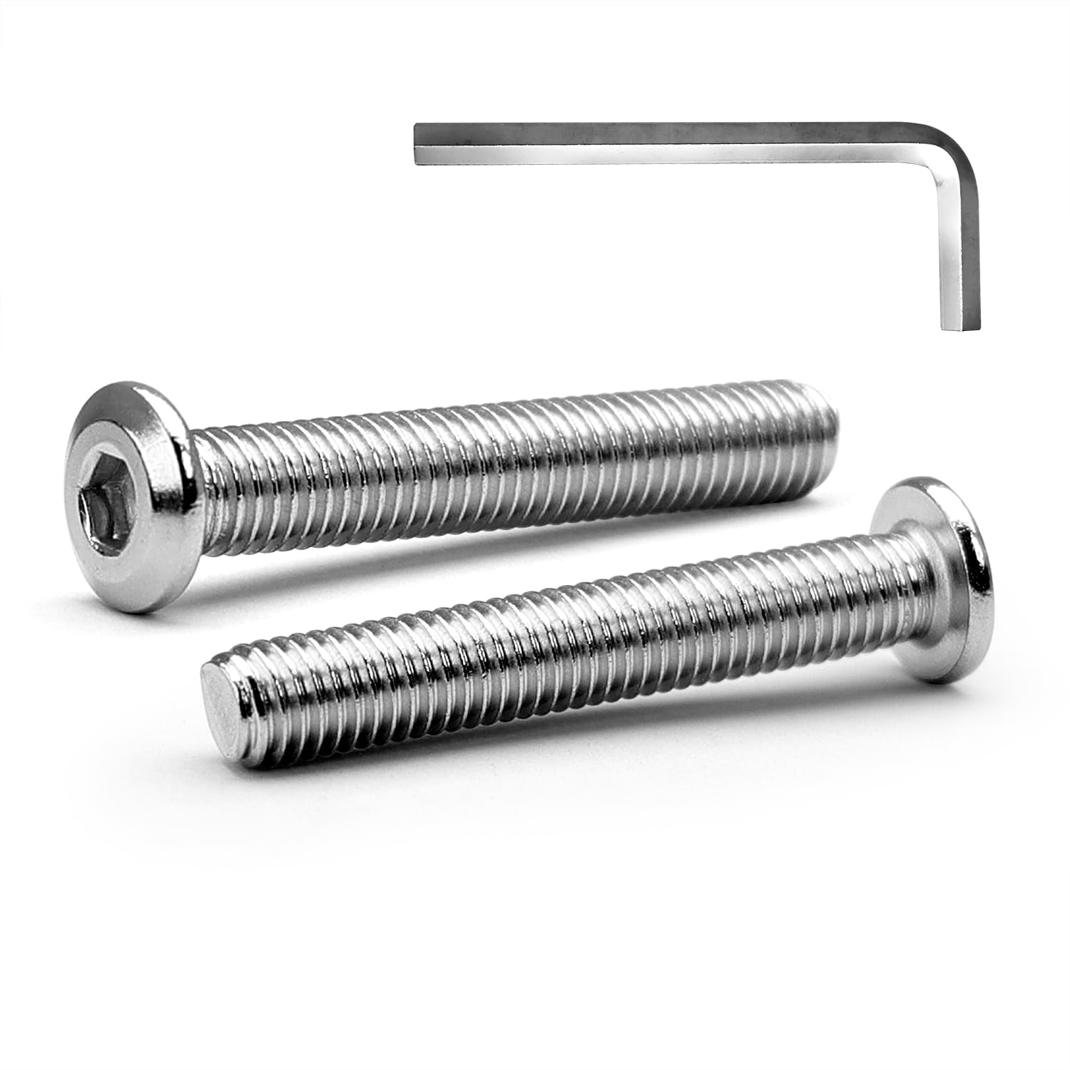 MINHER M8 x 50mm 10Pcs Flat Head Hex Socket Cap Screws Bolts, Furniture Bolts, 304 Stainless Steel 18-8, Full Thread (with Hex Spanner)