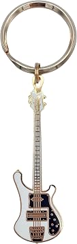 Electric Bass Guitar Key Chain - White
