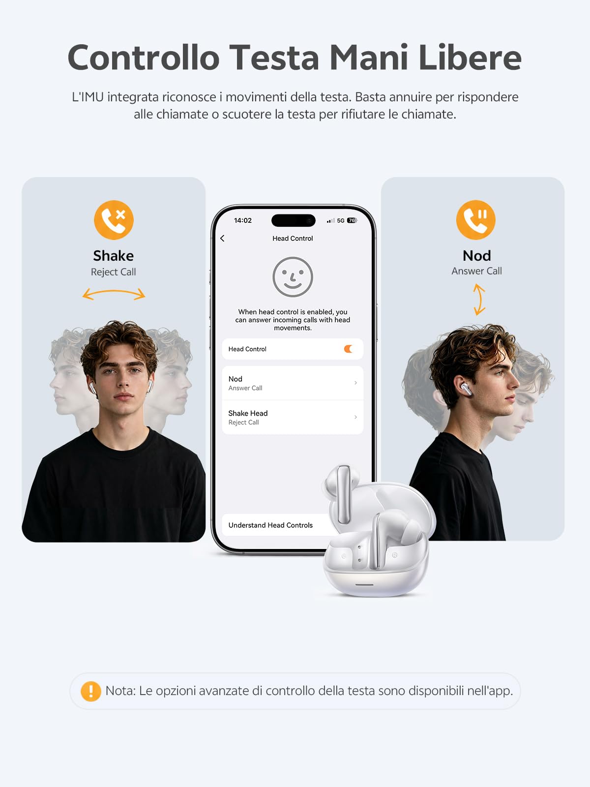 QCY MeloBuds N65 Cuffie Bluetooth Wireless, Cancellazione del Rumore Adattiva AI, Cuffie In Ear con ANC -60dB, 8-Mic AI, Auricolari Bluetooth 6.0, 50 Ore,IPX5, 3 Connessione dei Dispositivi, Bianco