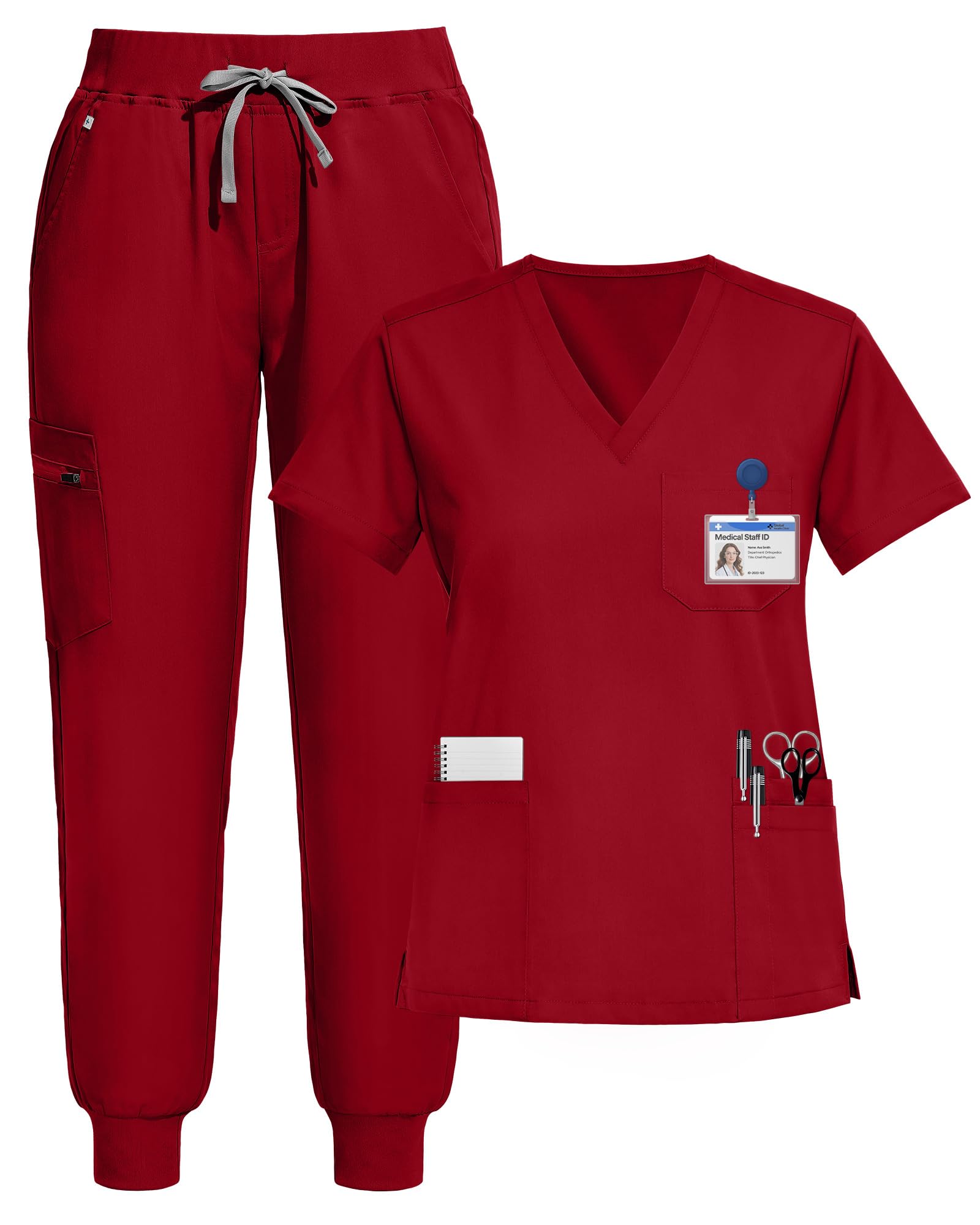 Scrubs for Women Set, V-Neck Jogger Set