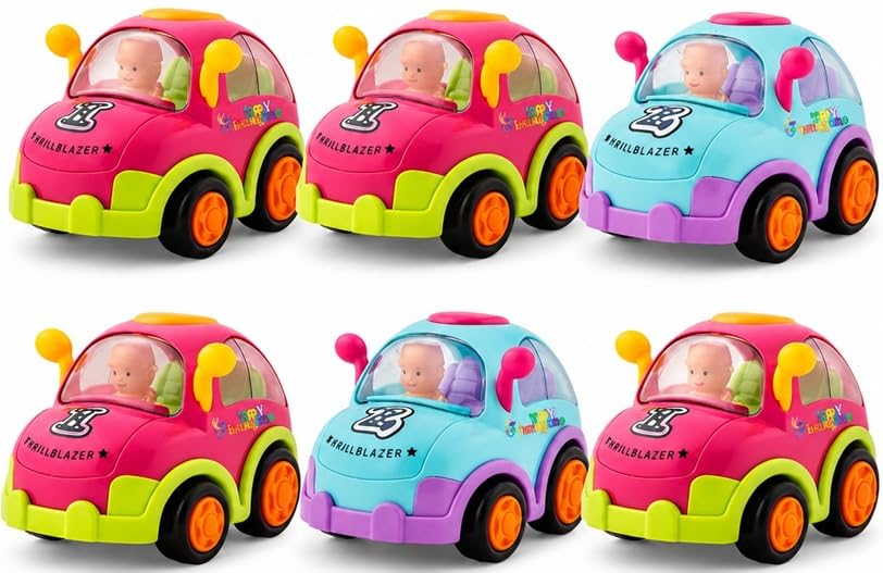 Image of Toy Imagine Kids Friction Car Set Pack of 6 - Push and Go Cars with Moving Bonnet & Driver | Perfect Birthday Return Gifts, Party Favors & Gift Set for Boys & Girls