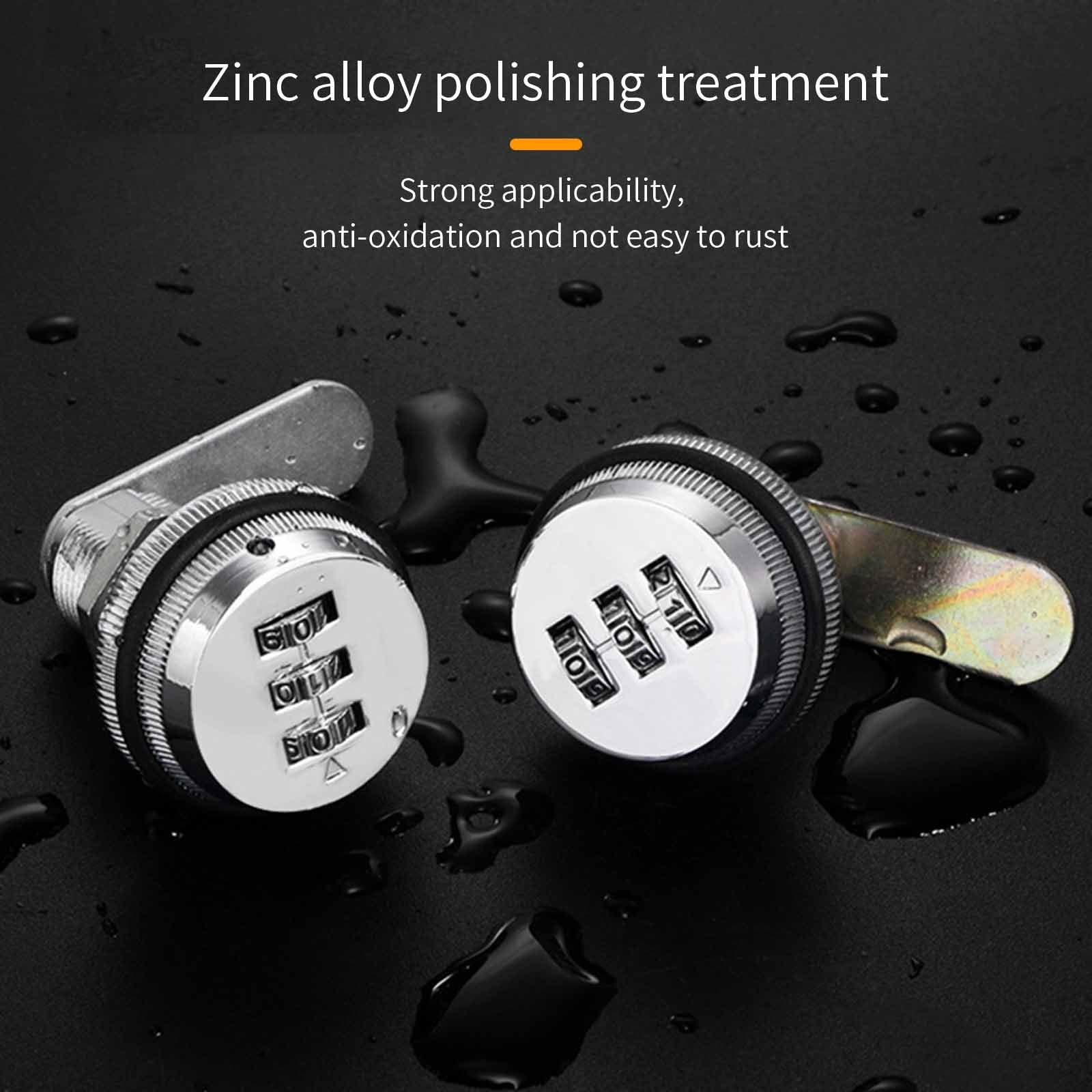 Door Lever Zinc Alloy Door Lock with Combination 3 Digit Dial Type Door Locks Drawer Lock 30mm-Gold - Image 2