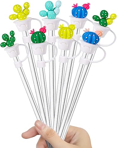Tapas de silicona para puntas de pajilla, 8 unidades, reutilizables, lindos tapones de pajilla, tapas de silicona antipolvo para pajitas de 0.23 a