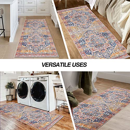 Cekene Vintage Runner Rugs 60x130cm Non-slip Washable Carpet Runner Low Pile Kitchen Rug Mat Boho Floor Mat for Kitchen Bathroom Bedroom - Image 6
