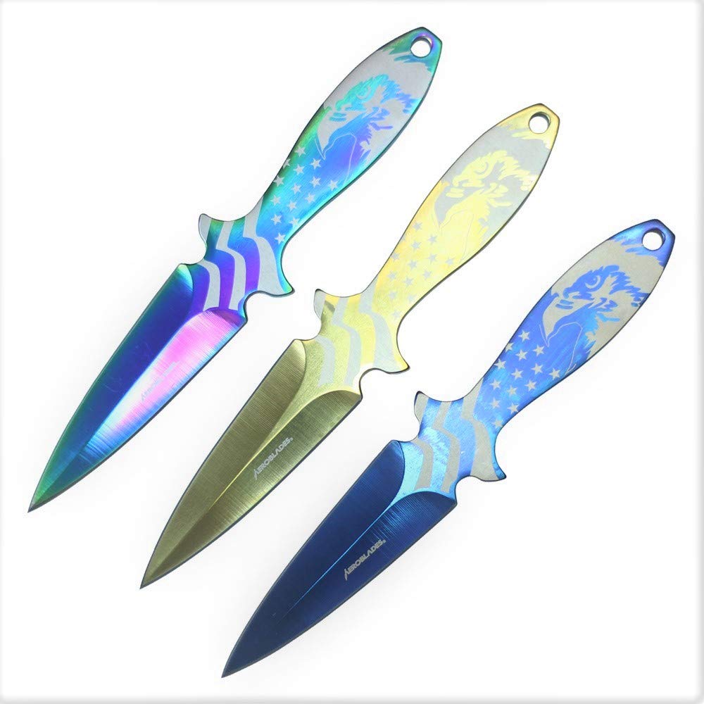 Wuu Jau Co Aeroblades AB11 3 Pcs Set Eagle American Flag Throwing Knife (AB11M)