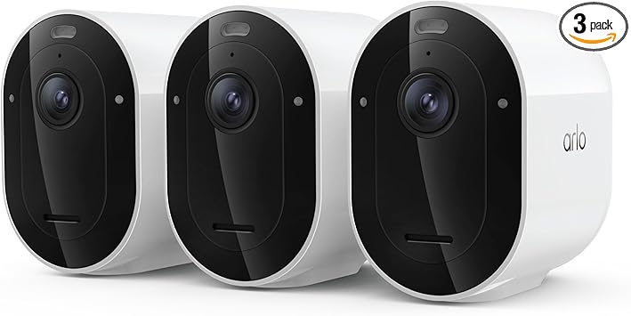 Arlo Pro Security Camera 2K HDR (6th Gen, 2025 Release) - Wireless Outdoor Camera, Rechargeable Removeable Battery, Event Captions, Emergency Response, 1-Month Trial of Secure Plan, 3 Cam, White