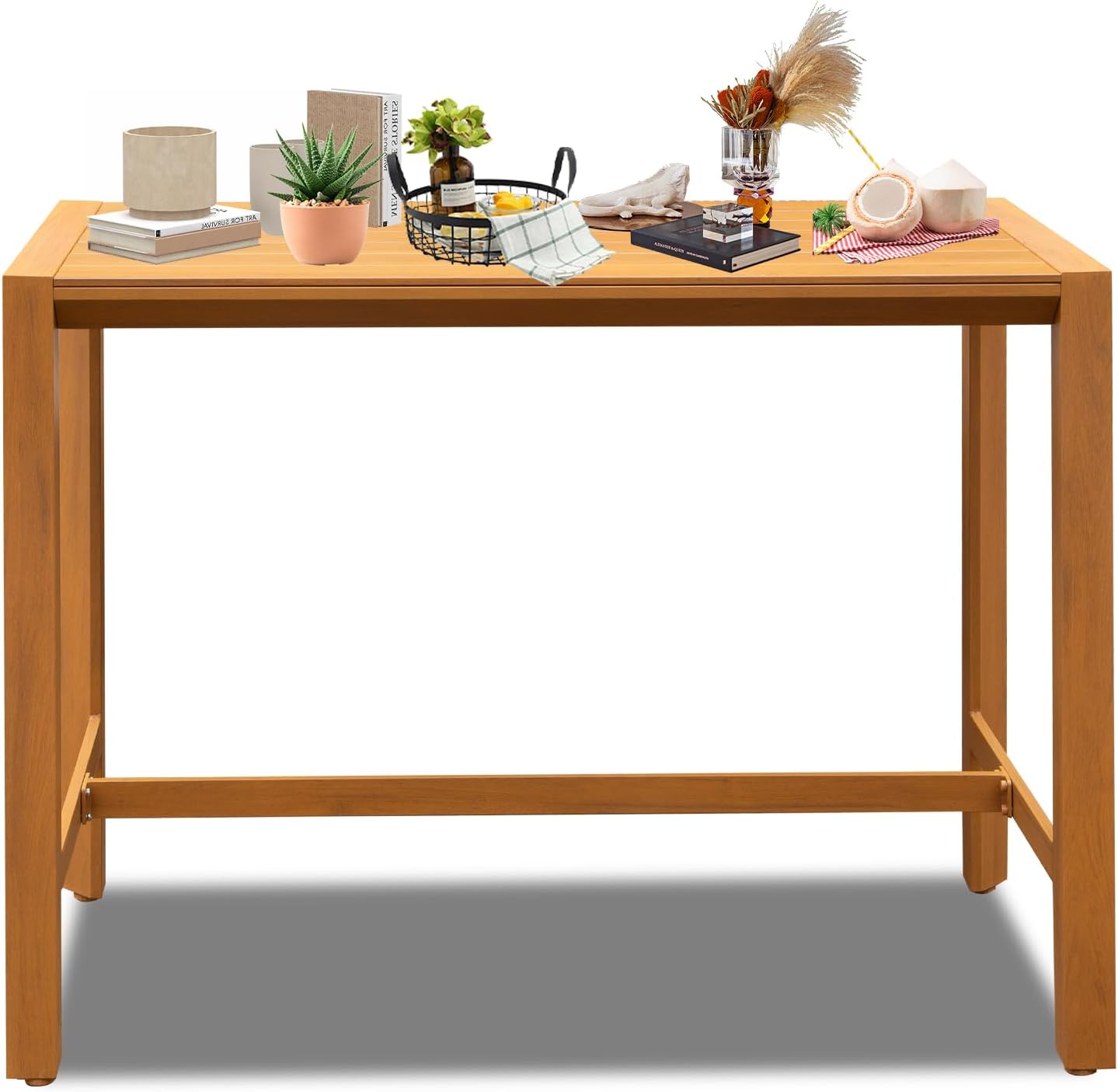 Domi Outdoor Bar Table, Patio Counter Bar Height Table Weather Resistant Waterproof for Garden, Yard, Balcony, Poolside, Indoor Use