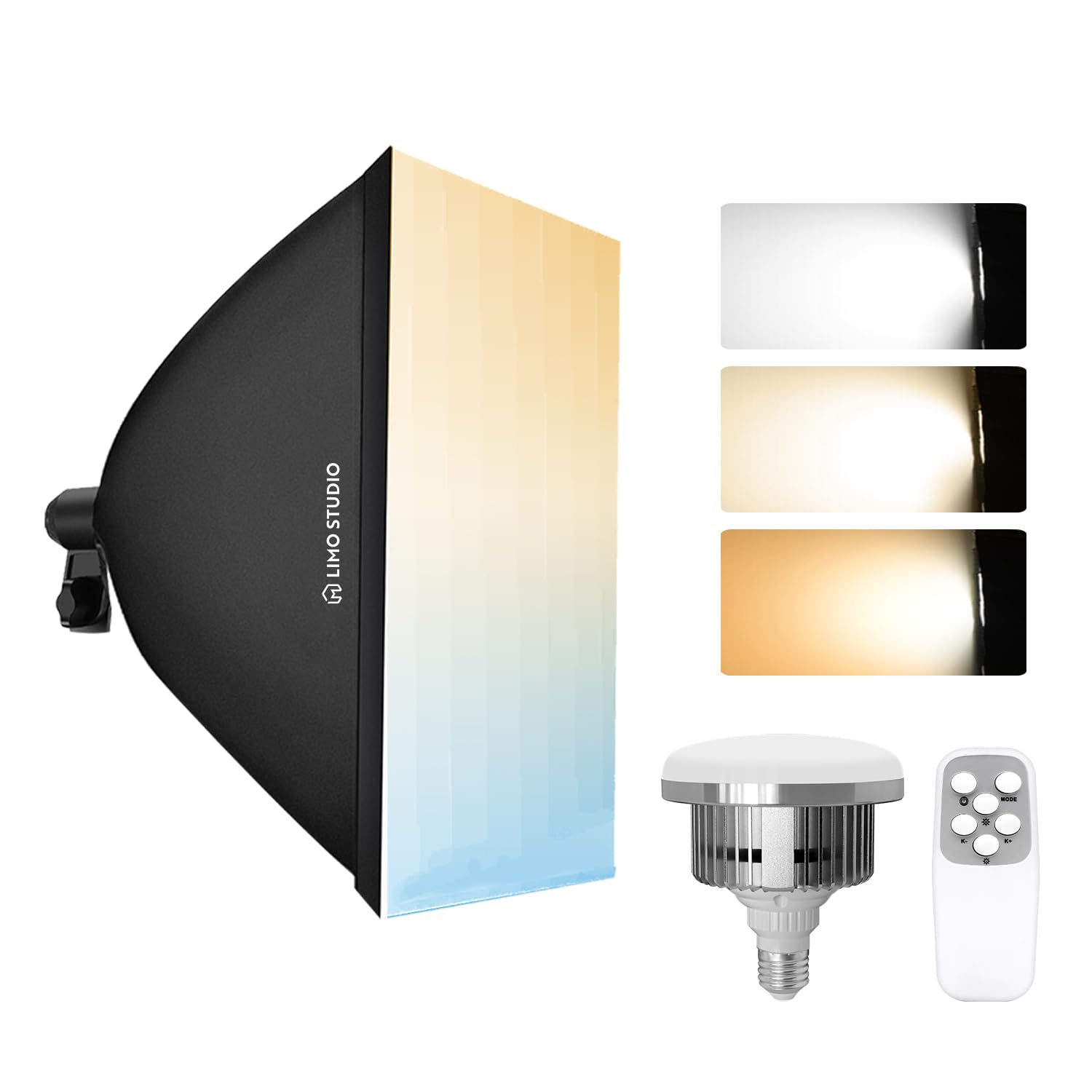 LimoStudio (2 Pack) 85W LED Bulb with 20x28-inch Softbox, Remote Control, 3200K-5500K Adjustable Lighting, Photo Video Studio, AGG3457