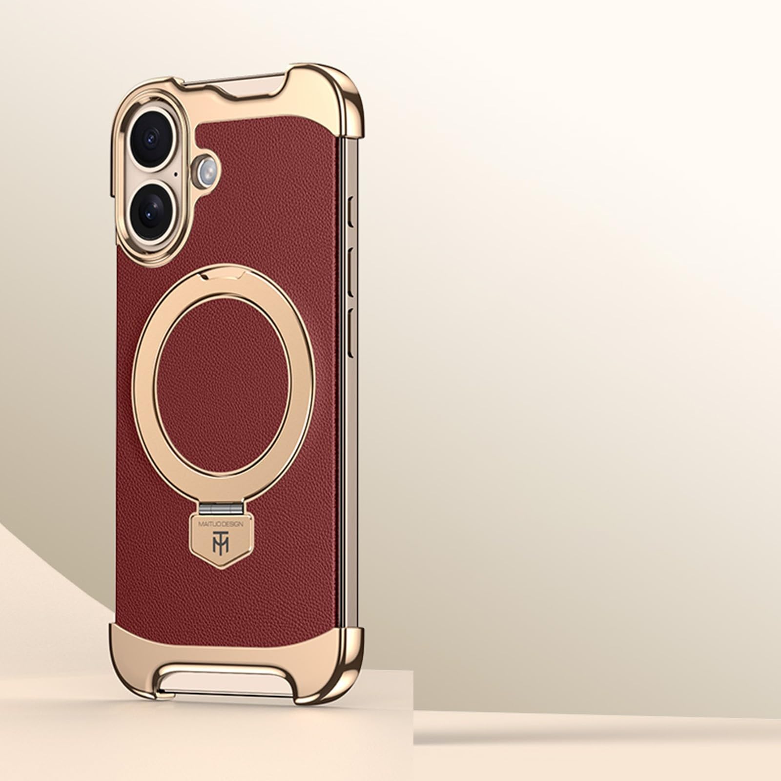 Étui compatible avec iPhone 16 Pro Max antichoc en cuir rouge - 8