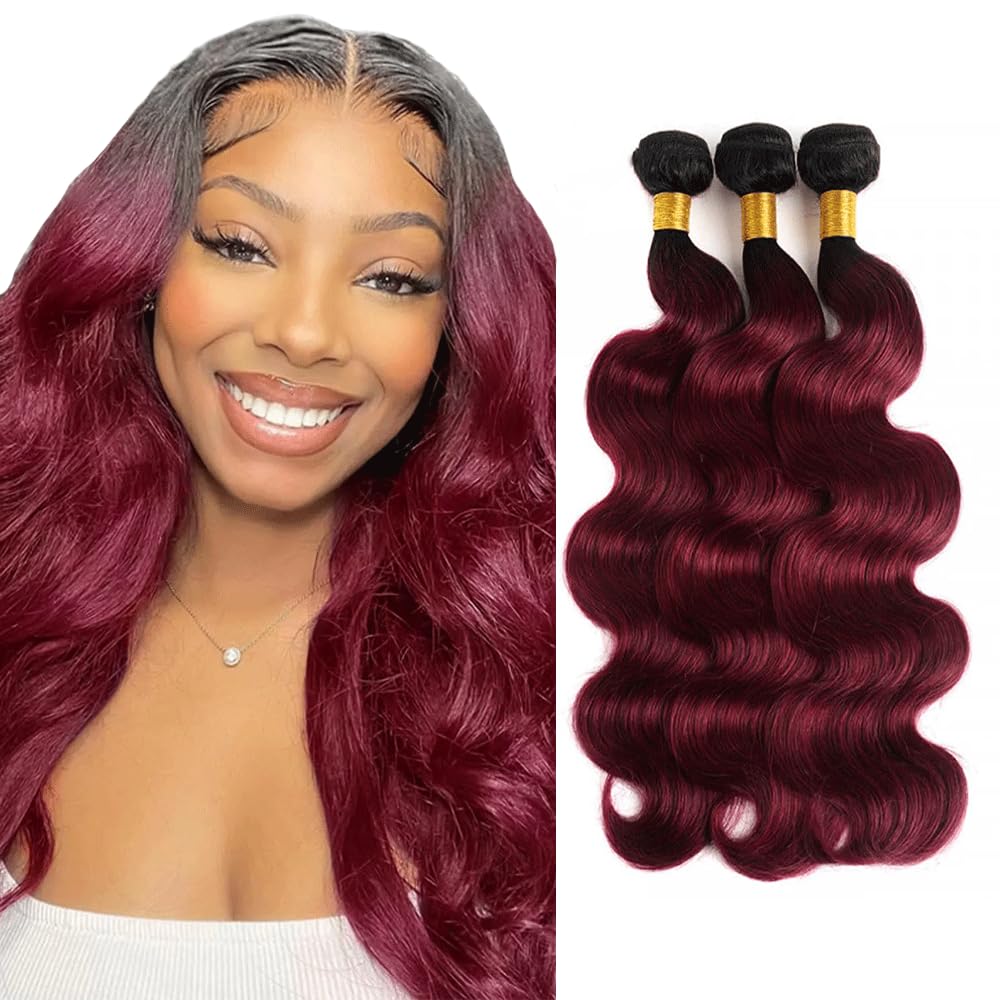 30 32 34 Inch Ombre Bundles Color 1b99j Body Wave Bundles Brazilian Unprocessed Virgin Hair Burgundy Body Wave Human Hair