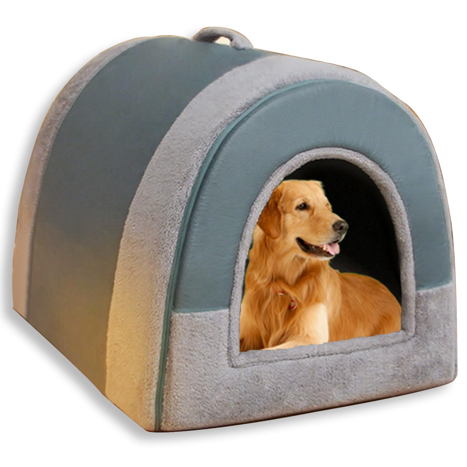 Large Dog Bed 2 In 1 Dog House Bed for Indoor Cat,Calming Warm Pet Cave Washable Luxury Dogs House Removable Anti Anxiety Pet Beds (Blue,S-42 * 32 * 31cm)